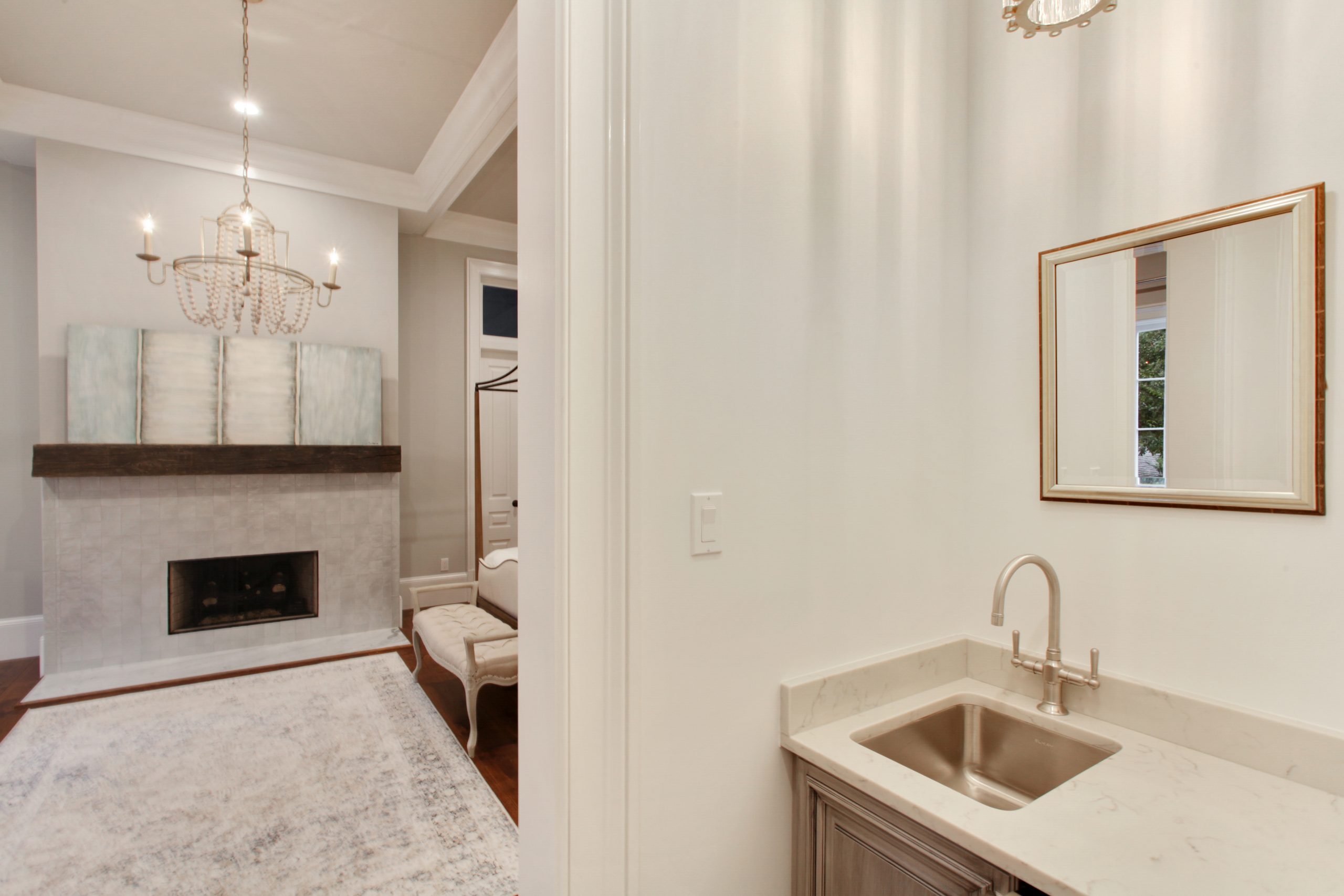 Primary Suite Dressing Area of Audubon House luxury new construction custom home designed and built by DMG