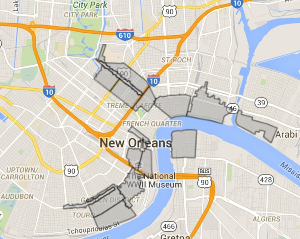 New Orleans Historic District Map