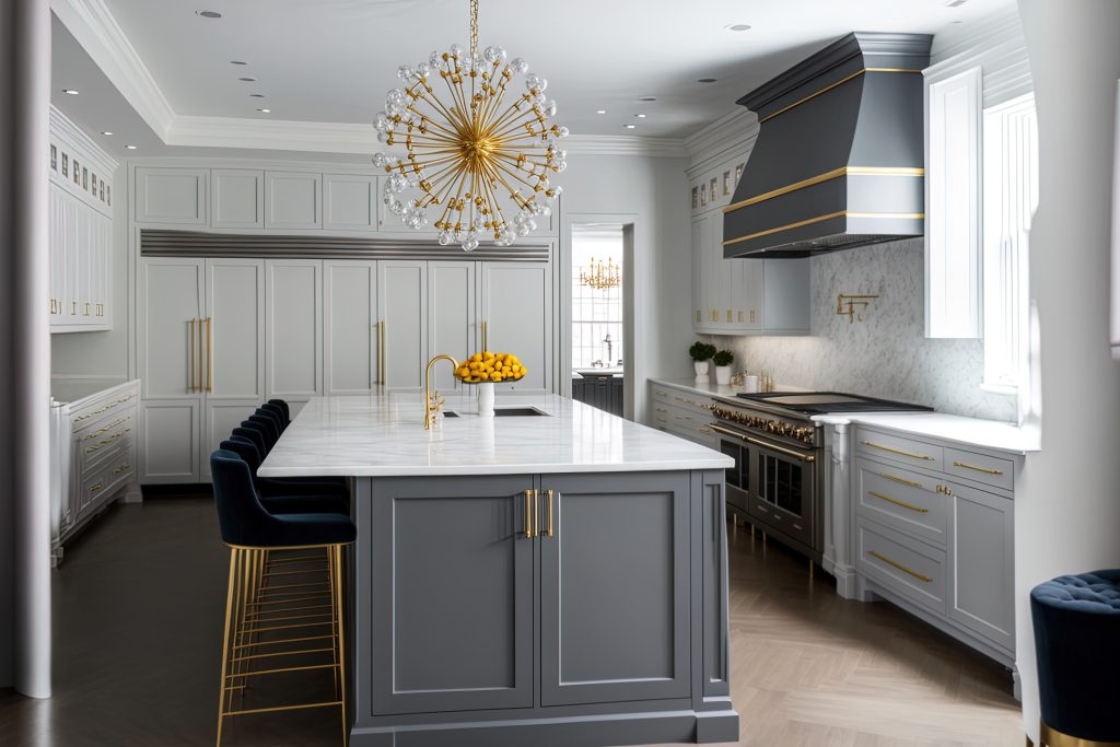 Luxury custom kitchen with a beautiful vent hood